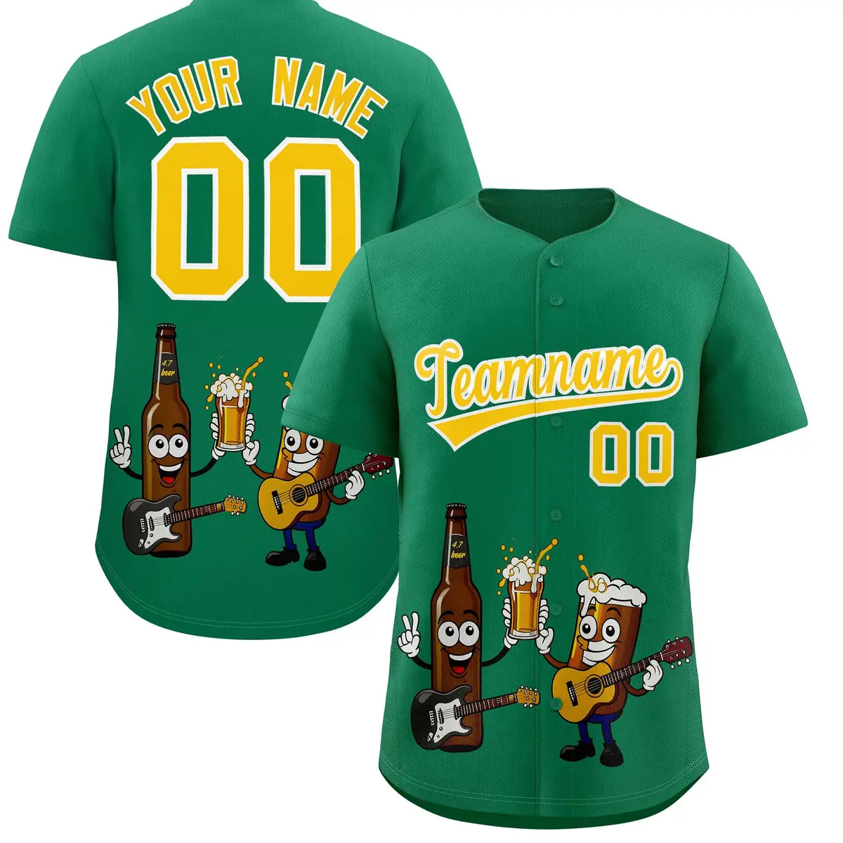 Kelly Green Beer Day Parties Baseball Jersey