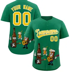 Kelly Green Beer Day Parties Baseball Jersey 1