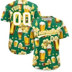 Kelly Green Beer Day Parties Baseball Jersey 1