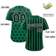Kelly Green Black American Flag Graffiti Baseball Jersey 2