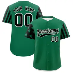 Kelly Green Black American Flag Raglan Baseball Jersey