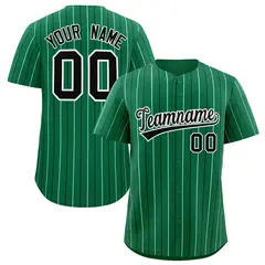 Kelly Green Black and White Bi-Color Striped Baseball Jersey