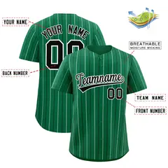 Kelly Green Black and White Bi-Color Striped Baseball Jersey 2