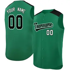 Kelly Green Black Classic Sleeveless Baseball Jersey 1