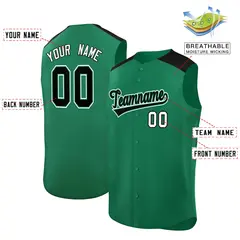 Kelly Green Black Classic Sleeveless Baseball Jersey 2
