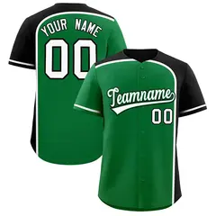 Kelly Green Black Color Block Authentic Baseball Jersey