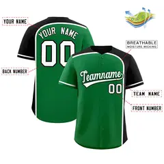Kelly Green Black Color Block Authentic Baseball Jersey 2