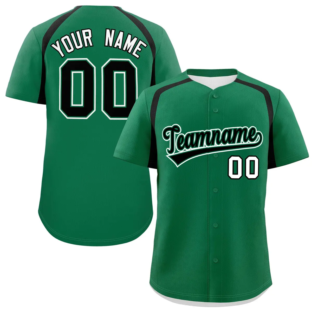 Kelly Green Black Color Block Authentic Baseball Jersey
