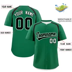 Kelly Green Black Color Block Authentic Baseball Jersey 2