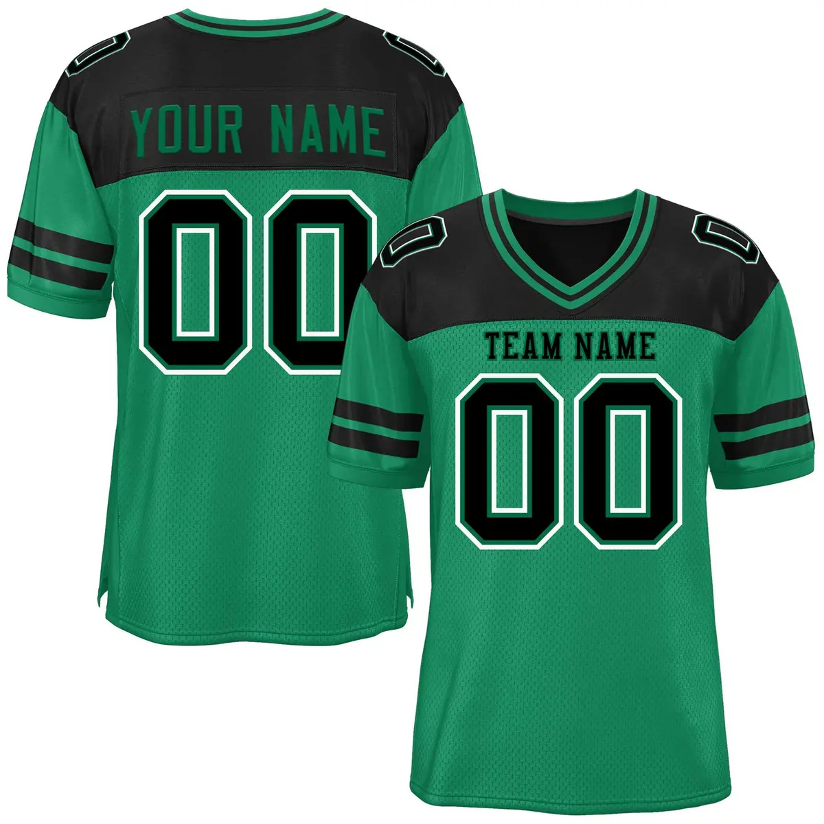 Kelly Green Black Color Block Authentic Football Jersey