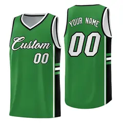 Kelly Green Black Color Block Varsity Basketball Jersey 1