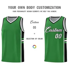 Kelly Green Black Color Block Varsity Basketball Jersey 3