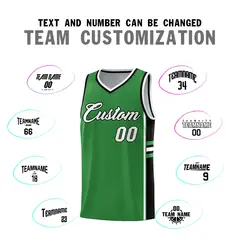 Kelly Green Black Color Block Varsity Basketball Jersey 4