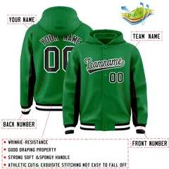 Kelly Green Black Color Block Varsity Letterman Jacket Hoodie 4