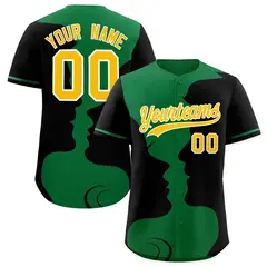 Kelly Green Black Couple Silhouettes Valentine's Day Baseball Jersey 1