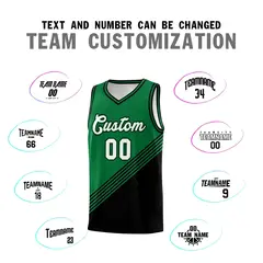Kelly Green Black Diagonal Stripes Color Block Basketball Jersey 4