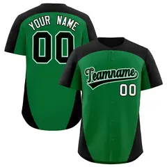 Kelly Green Black Edge Color Block Authentic Baseball Jersey