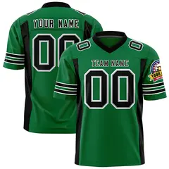 Kelly Green Black Football Jersey with Sleeve Stripes