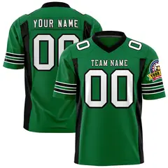 Kelly Green Black Football Jersey with Sleeve Stripes 1