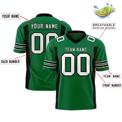 Kelly Green Black Football Jersey with Sleeve Stripes 2