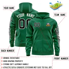 Kelly Green Black Full-Zip Varsity Letterman Jacket Hoodie 4