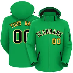 Kelly Green Black-Gold Classic Style Waterproof Jacket 1