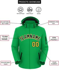 Kelly Green Black-Gold Classic Style Waterproof Jacket 2
