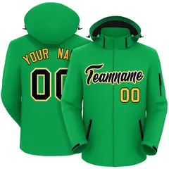 Kelly Green Black-Gold Classic Style Waterproof Jacket 1