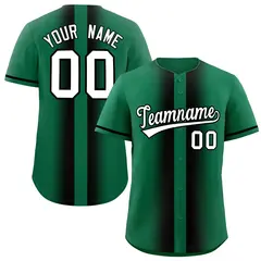 Kelly Green Black Gradient Lapel Fashion Baseball Jersey