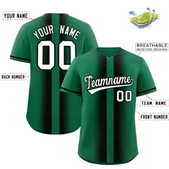 Kelly Green Black Gradient Lapel Fashion Baseball Jersey 2