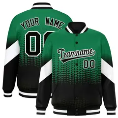 Kelly Green Black Gradient Polka Dot Varsity Letterman Jacket 1