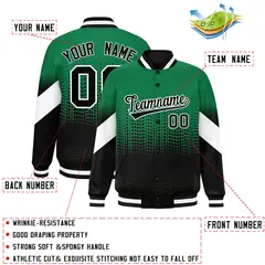 Kelly Green Black Gradient Polka Dot Varsity Letterman Jacket 2