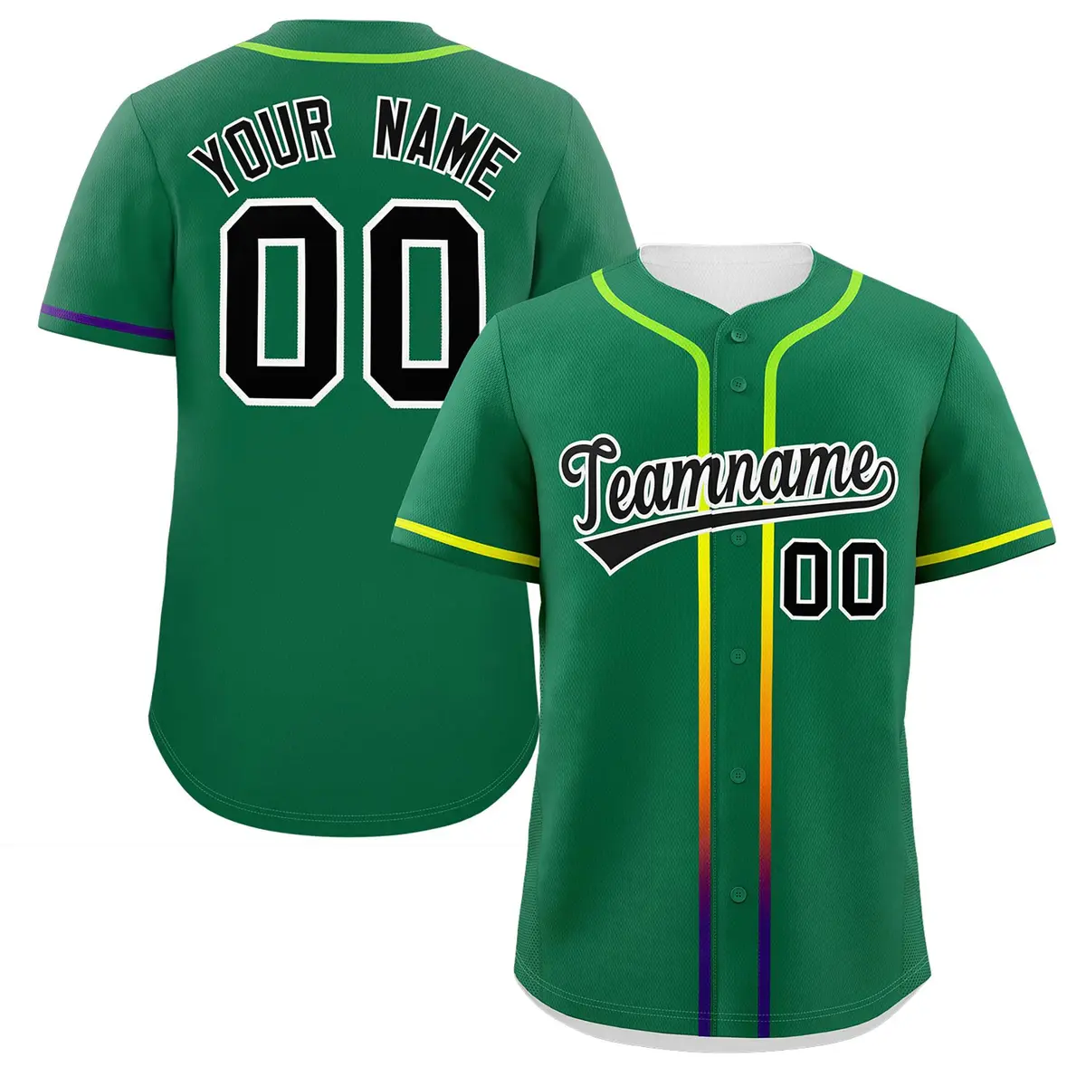 Kelly Green Black Gradient Ribbed Authentic Baseball Jersey