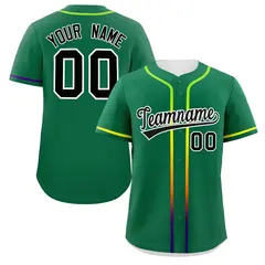 Kelly Green Black Gradient Ribbed Authentic Baseball Jersey 1