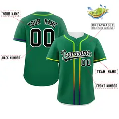 Kelly Green Black Gradient Ribbed Authentic Baseball Jersey 2
