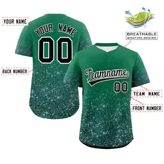 Kelly Green Black Gradient Sparkle-Effect Baseball Jersey 2