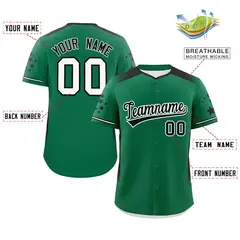 Kelly Green Black Gradient Star Pattern Baseball Jersey 2