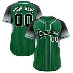 Kelly Green Black Gradient Stripe Sleeves Baseball Jersey 1