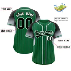 Kelly Green Black Gradient Stripe Sleeves Baseball Jersey 2