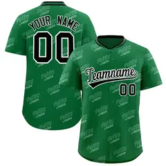 Kelly Green Black Graffiti Full Button Baseball Jersey