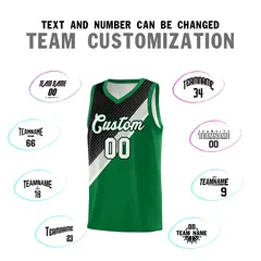 Kelly Green Black Gray Diagonal Stripes Color Block Basketball Jersey 4
