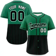 Kelly Green Black Half Stripe Authentic Baseball Jersey 1