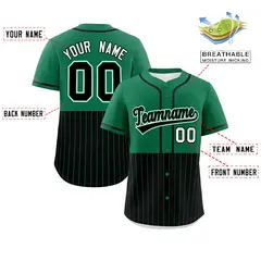 Kelly Green Black Half Stripe Authentic Baseball Jersey 2