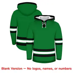 Kelly Green Black Lace-Up Neck Classic Hockey Hoodie 7
