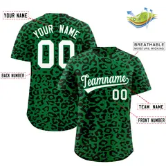 Kelly Green Black Leopard Print Baseball Jersey 2