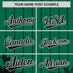 Kelly Green Black Pinstripe Coconut Tree Baseball Jersey 3
