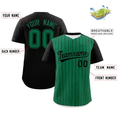 Kelly Green Black Pinstripe Two-Tone Baseball Jersey 2
