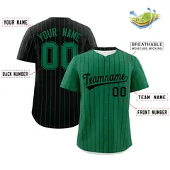 Kelly Green Black Pinstripe Two-Tone Baseball Jersey 2