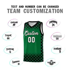 Kelly Green Black Plaid Pattern Basketball Jersey Uniform 4
