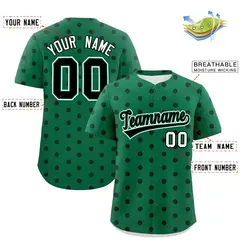Kelly Green Black Polka Dot Graffiti Baseball Jersey 2